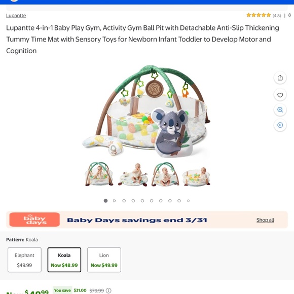 Lupantte 4 in 1 baby play gym - Picture 2 of 2